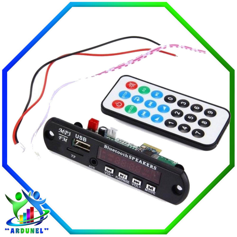 MODULO  REPRODUCTOR 12V  MP3 V3.0  AMPLIFICADOR BLUETOOTH CON CONTROL REMOTO