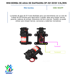 BOMBA DE AGUA DE DIAFRAGMA DP-521 DC12V 3.5L/MIN