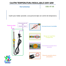 CAUTIN TEMPERATURA AJUSTABLE 220V IRON PUNTA DE PLATA