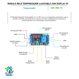 MODULO RELE TEMPORIZADOR AJUSTABLE 0.1SEG A 999MIN