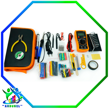 KIT DE SOLDADURA REGULABLE ON/OFF 60W 220V CON MULTIMETRO A830L DE 188 PIEZAS